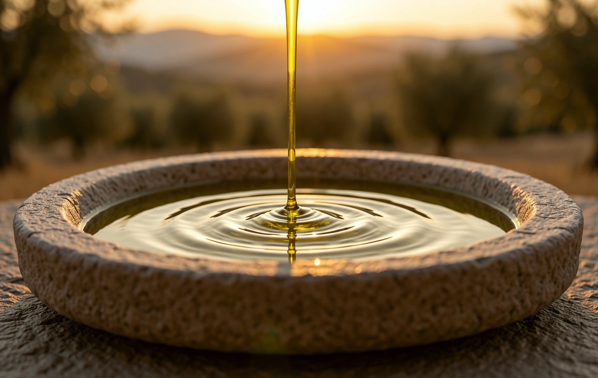 Olio d'oliva versato lentamente